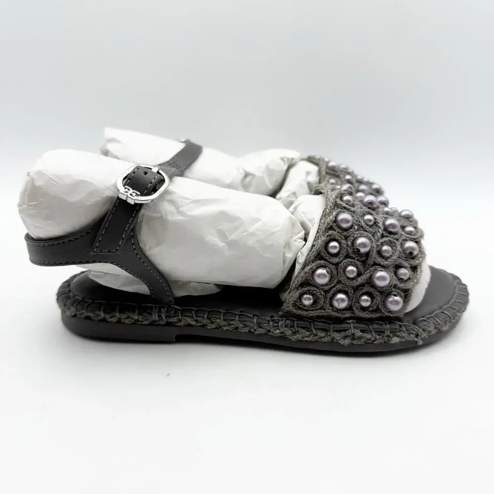 Sam Edelman Kids Holly Sandals US 1 M EU 32 Mockingbird Grey Linen NIB